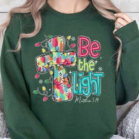 Matthew 5:14 Scripture Crewneck, Be the Light Christmas Cross Sweatshirt, Religious Holiday Faith Pullover, Christian Christmas Present