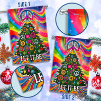 Rainbow Tie-Dye Xmas Tree Flag, Hippie Peace Sign Christmas Garden Flag, Boho Holiday Garden Flag, Double-Sided Yard Decor Present
