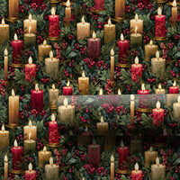 Holly Berry Gift Wrap, Vintage Christmas Candle Wrapping Paper, Traditional Holiday Present Wrap, Festive Winter Botanical Wrapping Paper