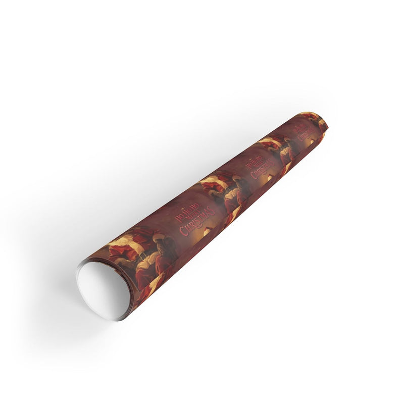 Ho Ho Ho Merry Christmas Gift Wrap, Black Santa Claus Wrapping Paper, African American Santa Holiday Wrapping Paper, Xmas Gift Wrap Roll