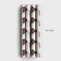 Santa Hat Buffalo Gift Wrap, Bison Christmas Wrapping Paper, Watercolor Animal Holiday Wrapping Paper, Winter Wildlife Gift Wrapping Paper