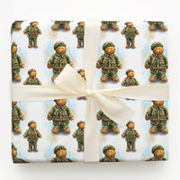 Camouflage Soldier Gift Wrap, Military Gingerbread Man Wrapping Paper, Patriotic Christmas Wrapping Paper, Veteran Holiday Gift Wrap Roll