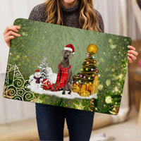 Merry Christmas Dog Doormat, Weimaraner Christmas Doormat, Snow Tree Entryway Doormat, Dog Lover Welcome Mat, Holiday Home Decor Present