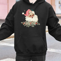 Retro Christmas Graphic Hooded Sweatshirt, Vintage Santa Hoodie, Nostalgic Santa Claus Holiday Pullover, Comfy Winter Xmas Sweater Present