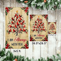 Christmas Tree Memorial Yard Flag, I Am Always with You Cardinal Garden Flag, Double-Sided Bereavement Flag, Red Bird Lawn Decor
