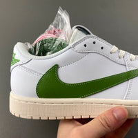 Low Top Sneakers, White Green Colorway, Reverse Hook Design, Lace Up Design, Casual Gift for Sneaker Fans