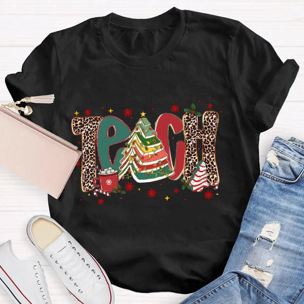 Bookish Xmas Tree T-Shirt, Teacher Christmas Books Tree Shirt, Reading Teacher Holiday Shirt, School Educator Tee, Book Lover