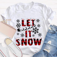 Red Plaid Teacher T-Shirt, Let It Snow Teacher Shirt, Christmas Teacher Tee, Festive Holiday Graphic T-Shirt, Winter Break Teacher Present