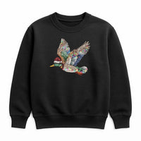 Rhinestone Style Waterfowl Bird Crewneck, Mallard Duck Christmas Sweatshirt, Holiday Duck Hunter Sweater, Retro Christmas Wildlife Pullover