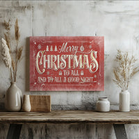 Rustic Red Holiday Canvas Print, Merry Christmas Canvas Wall Art, Festive Christmas Quote Wall Decor, Farmhouse Xmas Canvas, Seasonal Present