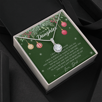 Christmas Present from Dad Necklace, To My Daughter Necklace, White Gold Over Stainless Steel Pendant Meaningful Birthday Present for Daughter