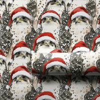 Santa Hat Bird of Prey Gift Wrapping Paper, Christmas Hawk Falcon Wrapping Paper, Festive Holiday Gift Wrap, Bird Lover Xmas Present Roll
