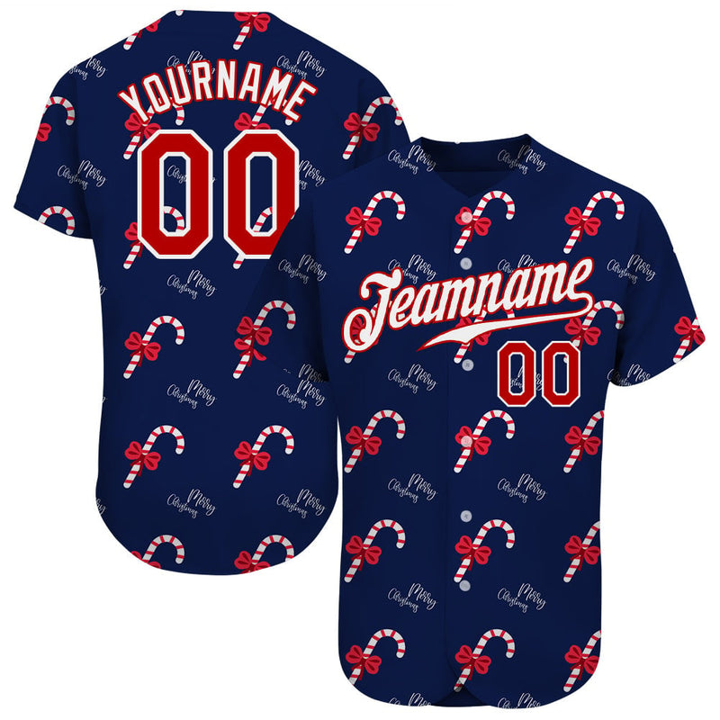 Candy Cane Holiday Baseball Jersey, Custom Christmas Baseball Jersey, Personalized Stitched Jersey Shirt, Festive Game Day Fan Jersey Present
