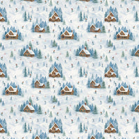 Alpine Ski Lodge Gift Wrap Paper, Snowfall Chalet Winter Wrapping Paper, Mountain Cabin Present Wrapping, Christmas Holiday Gift Wrap Paper