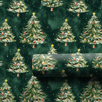 Watercolor Winter Tree Gift Wrap, Snowy Forest Christmas Wrapping Paper, Woodland Pine Wrapping Paper, Holiday Present Supplies
