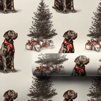 Vintage Dog Christmas Gift Wrap, Chocolate Labrador Wrapping Paper, Chocolate Lab Holiday Wrapping Paper, Dog Lover Present Wrap Roll