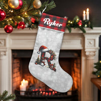 Buffalo Plaid Holiday Stocking, Personalized Monogram R Christmas Stocking, Custom Initial Christmas Stocking, Family Mantel Decor Present