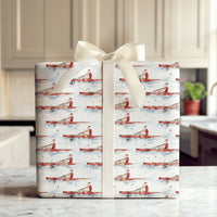 Watercolor Sculling Crew Gift Wrap, Rowing Santa Wrapping Paper, Sports Christmas Wrapping Paper, Rower Holiday Gift Wrap Paper