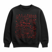 Red Festive Holiday Doodles Shirt, Merry Christmas Sweatshirt, Adorable Christmas Icons Crewneck, Comfy Winter Sweater, Holiday Present for Her