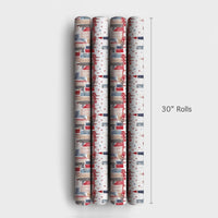 Windy City Christmas Gift Wrap, Chicago Skyline Wrapping Paper, Watercolor Chicago Winter Wrapping Paper, Cityscape Holiday Gift Wrap Roll