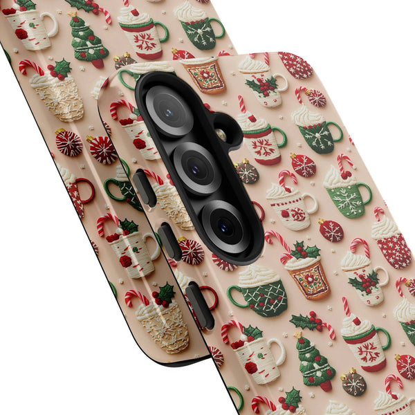 Samsung Galaxy Hot Chocolate Candy Cane Cover, Christmas Cocoa Phone Case, Comfy Winter Holiday Tough Phone Case, Xmas Presen
