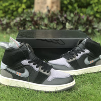 Mid Top Sneakers, Black Gray Colorway, Lace Up Design, Casual Gift for Sneaker Fans