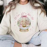 Christian Nativity Snow Globe Crewneck, Oh Come Let Us Adore Him Sweatshirt, Faith Christmas Sweater, Religious Holiday Pullover Present
