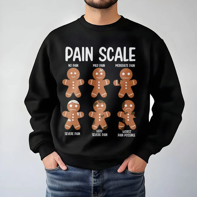Humorous Nurse Christmas Sweatshirt, Pain Scale Gingerbread Sweatshirt, Medical Ugly Sweater Crewneck, Holiday Present Nurse Student Sweatshirt