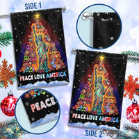 Hippie Christmas Tree Statue of Liberty Flag, Peace Love America Garden Flag, Double Sided Patriotic Holiday Yard Flag, Retro Festive Decor