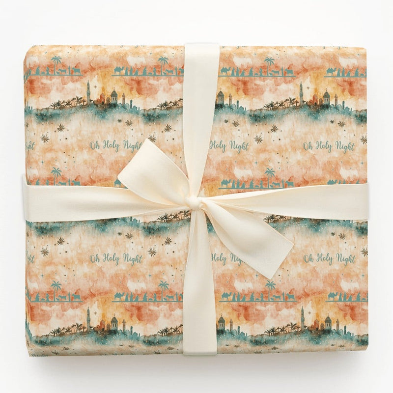 Oh Holy Night Wrapping Paper, Nativity Scene Wrapping Paper, Watercolor Christmas Wrapping Paper, Religious Holiday Gift Wrap Roll