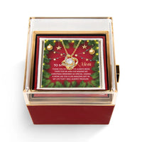 CZ Crystal Love Knot Necklace, Mom Love Knot Necklace, Gold Love Knot Necklace, Rotating Rose Box, Christmas Jewelry Present for Mother