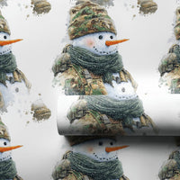 Tactical Soldier Christmas Gift Wrap, Military Camo Snowman Wrapping Paper, Army Veteran Holiday Paper, Festive Present Wrapping Paper, Present
