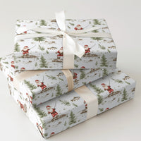 Rustic Snowy Angler Gift Wrap, Winter Fishing Santa Wrapping Paper, Christmas Outdoorsman Wrapping Paper, Fisherman Present