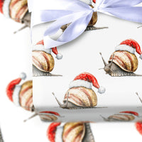 Santa Hat Animal Gift Wrap, Christmas Snail Wrapping Paper, Whimsical Snail Wrapping Paper Roll, Holiday Wrapping Paper