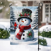Double Sided Christmas Yard Flag, Snowman Welcome Winter Garden Flag, Holiday Snowman Lawn Flag, Winter Outdoor Decor Present