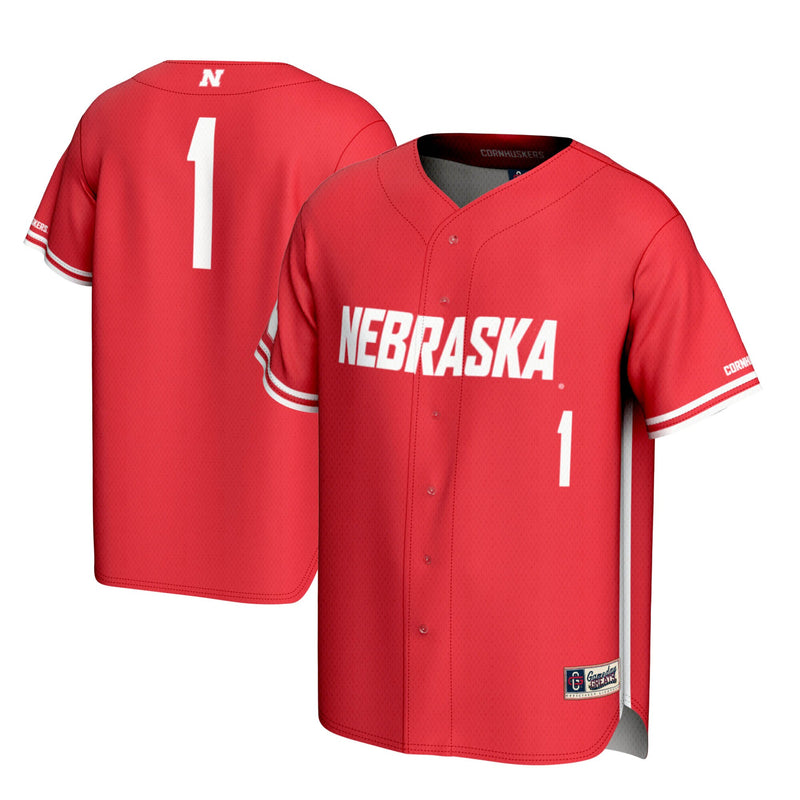 #1 Nebraska Huskers Lightweight Baseball Jersey - Scarlet
