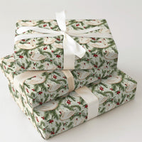 Elegant Bird Holiday Gift Wrap, Winter Swan Christmas Wrapping Paper, Holly Berry Botanical Wrapping Paper, Cream Festive Present Wrap