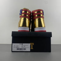 High Top Sneakers, Gold Red Colorway, Lace Up Design, Casual Gift for Sneaker Fans