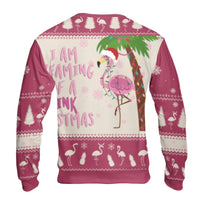 Tropical Holiday Flamingo Sweater, Pink Flamingo Ugly Christmas Sweater, Humorous Beach Xmas Sweatshirt, Adorable Flamingo Winter Crewneck Present