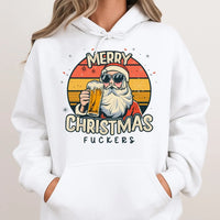Humorous Santa Sweatshirt, Beer Drinking Santa Hoodie, Retro Santa Graphic Pullover, Sarcastic Christmas Santa Hoodie, Adult Xmas Holiday Present