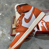 Retro High Top Sneakers, White Orange Colorway, Lace Up Design, Casual Gift for Sneaker Fans