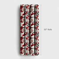 Checkered Flag Racing Gift Wrap, Racing Santa Wrapping Paper, Motorsport Santa Christmas Wrapping Paper, Auto Racing Holiday Gift Wrap