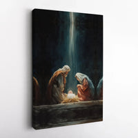 Christian Christmas Canvas Wall Art, Holy Family Nativity Scene Canvas Print, Religious Holiday Portrait Decor, Jesus Nativity Wall Art