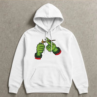 Stoner Christmas Graphic Pullover, Green Monster Hand Hoodie, Humorous Weed Smoker Hoodie, Holiday Christmas Hoodie, Green Monster Present