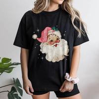 Pink Hat Vintage Christmas T-Shirt, Retro Santa T-Shirt, Festive Holiday Graphic Shirt, Adorable Xmas Santa Tee, Holiday Season Present