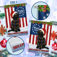 Double-Sided Holiday Yard Flag, Black Cat Christmas Garden Flag Bombay Cat Santa Hat American Flag, Cat Lover Xmas Decor Present