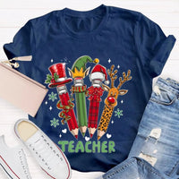 Reindeer Antlers Educator Graphic Tee, Christmas Pencil Deer Teacher Shirt, Festive Classroom Holiday T-Shirt, Teacher Xmas Present