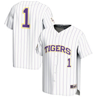 #1 LSU Tigers Lightweight Baseball Jersey - White