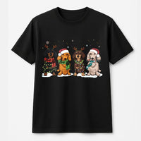 Festive Santa Hat Dog Shirt, Dachshund Christmas T-Shirt, Wiener Dog Holiday Tee, Adorable Animal Lover Graphic T-Shirt, Dachshund Mom Present
