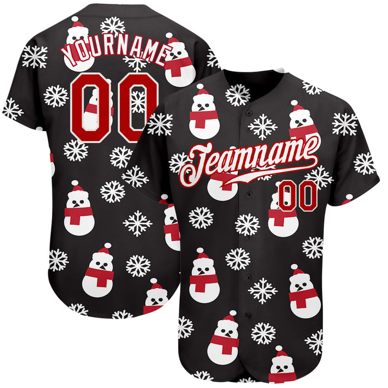 Personalized Holiday Baseball Jersey Shirt, Custom Snowman Christmas Baseball Jersey, Xmas Stitched Jersey Uniform, Winter Holiday Fan Present